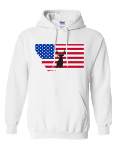 Pullover Hooded Sweatshirt Montana White Whitetail Deer Vibrant Design High Quality Tight Knit Ring Spun Low Maintenance Cotton Printed With The Newest Available Color Transfer Technology