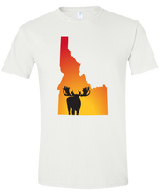 Load image into Gallery viewer, Short Sleeve T-Shirt Idaho White Moose Vibrant Design High Quality Tight Knit Ring Spun Low Maintenance Cotton Printed With The Newest Available Color Transfer Technology