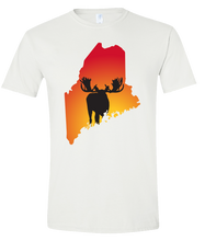 Load image into Gallery viewer, Short Sleeve T-Shirt Maine White Moose Vibrant Design High Quality Tight Knit Ring Spun Low Maintenance Cotton Printed With The Newest Available Color Transfer Technology