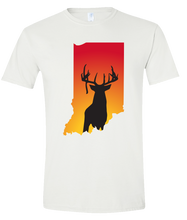 Load image into Gallery viewer, Short Sleeve T-Shirt Indiana White Whitetail Deer Vibrant Design High Quality Tight Knit Ring Spun Low Maintenance Cotton Printed With The Newest Available Color Transfer Technology
