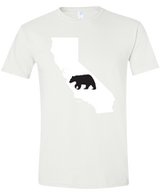 Load image into Gallery viewer, Short Sleeve T-Shirt California White Black Bear Vibrant Design High Quality Tight Knit Ring Spun Low Maintenance Cotton Printed With The Newest Available Color Transfer Technology