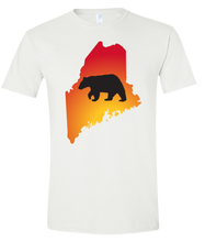 Load image into Gallery viewer, Short Sleeve T-Shirt Maine White Black Bear Vibrant Design High Quality Tight Knit Ring Spun Low Maintenance Cotton Printed With The Newest Available Color Transfer Technology