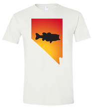 Load image into Gallery viewer, Short Sleeve T-Shirt Nevada White Large Mouth Bass Vibrant Design High Quality Tight Knit Ring Spun Low Maintenance Cotton Printed With The Newest Available Color Transfer Technology
