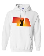 Load image into Gallery viewer, Pullover Hooded Sweatshirt Nebraska White Whitetail Deer Vibrant Design High Quality Tight Knit Ring Spun Low Maintenance Cotton Printed With The Newest Available Color Transfer Technology