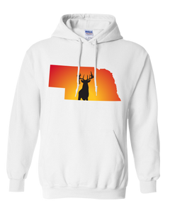 Pullover Hooded Sweatshirt Nebraska White Whitetail Deer Vibrant Design High Quality Tight Knit Ring Spun Low Maintenance Cotton Printed With The Newest Available Color Transfer Technology