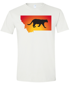 Short Sleeve T-Shirt Montana White Mountain Lion Vibrant Design High Quality Tight Knit Ring Spun Low Maintenance Cotton Printed With The Newest Available Color Transfer Technology