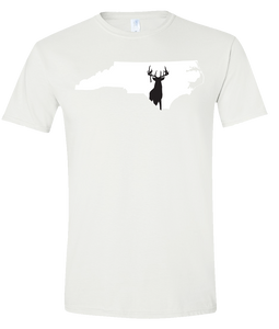 Short Sleeve T-Shirt North Carolina White Whitetail Deer Vibrant Design High Quality Tight Knit Ring Spun Low Maintenance Cotton Printed With The Newest Available Color Transfer Technology